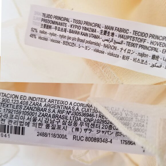 Zara Peterpan Collar Sheer Organza Combination Knit Sweater L Cream Ivory Ruffle - Picture 14 of 16